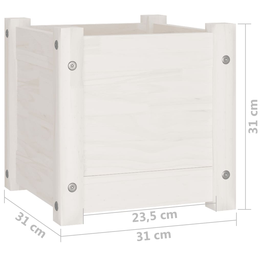 vidaXL Fioriera da Giardino Bianca 31x31x31 cm Legno Massello di Pino - 7