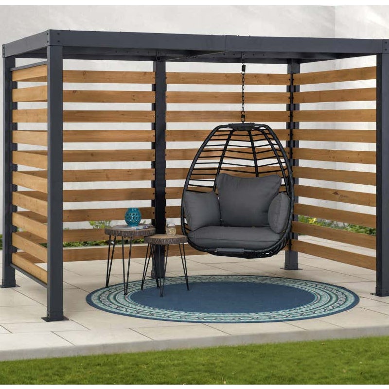 Pergola stalowa MARAO - 191 cm x 313 cm, czarno-brązowa