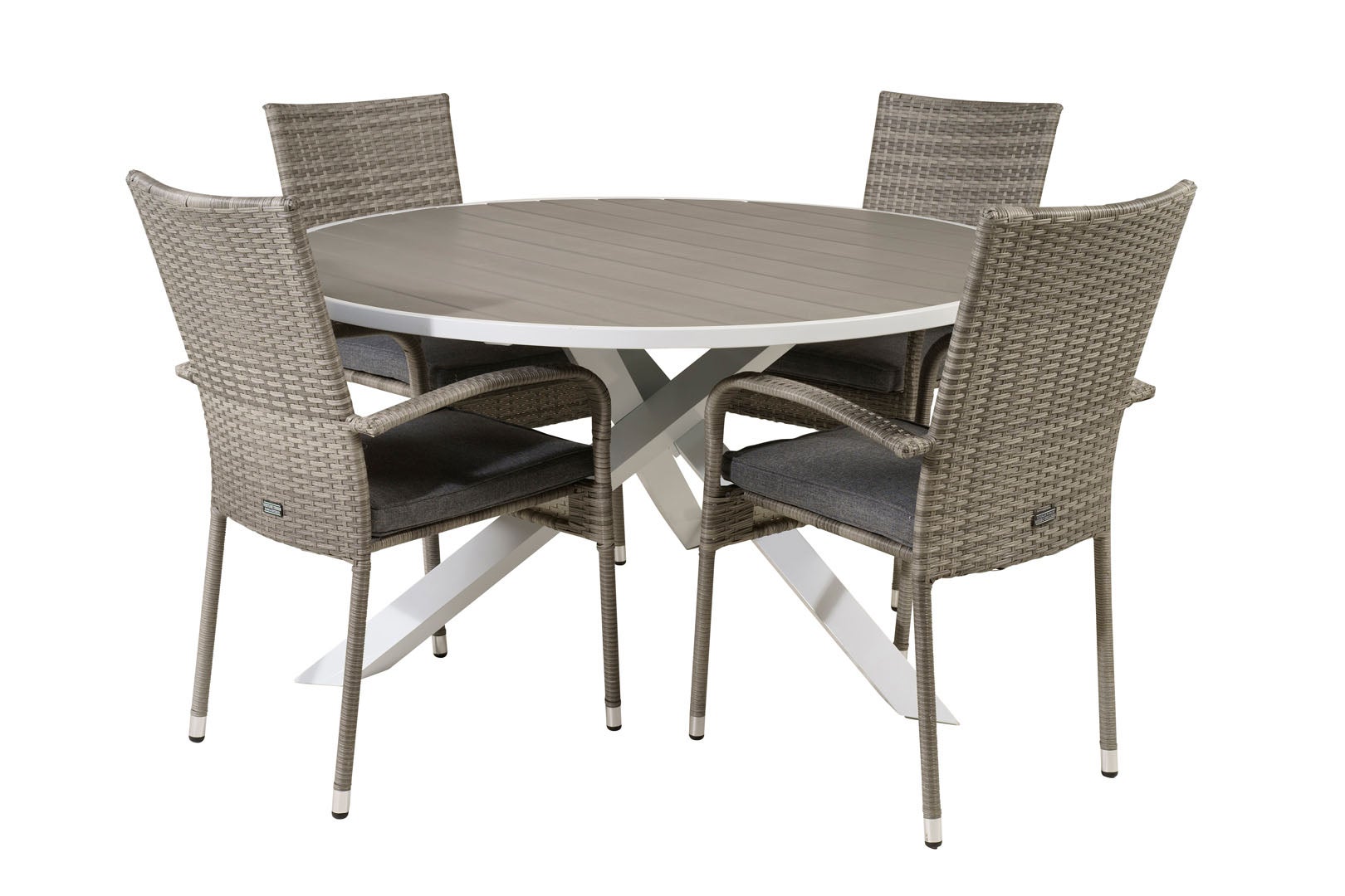 Parma Ensemble table et chaises de jardin, table Ø140cm et 4 chaises