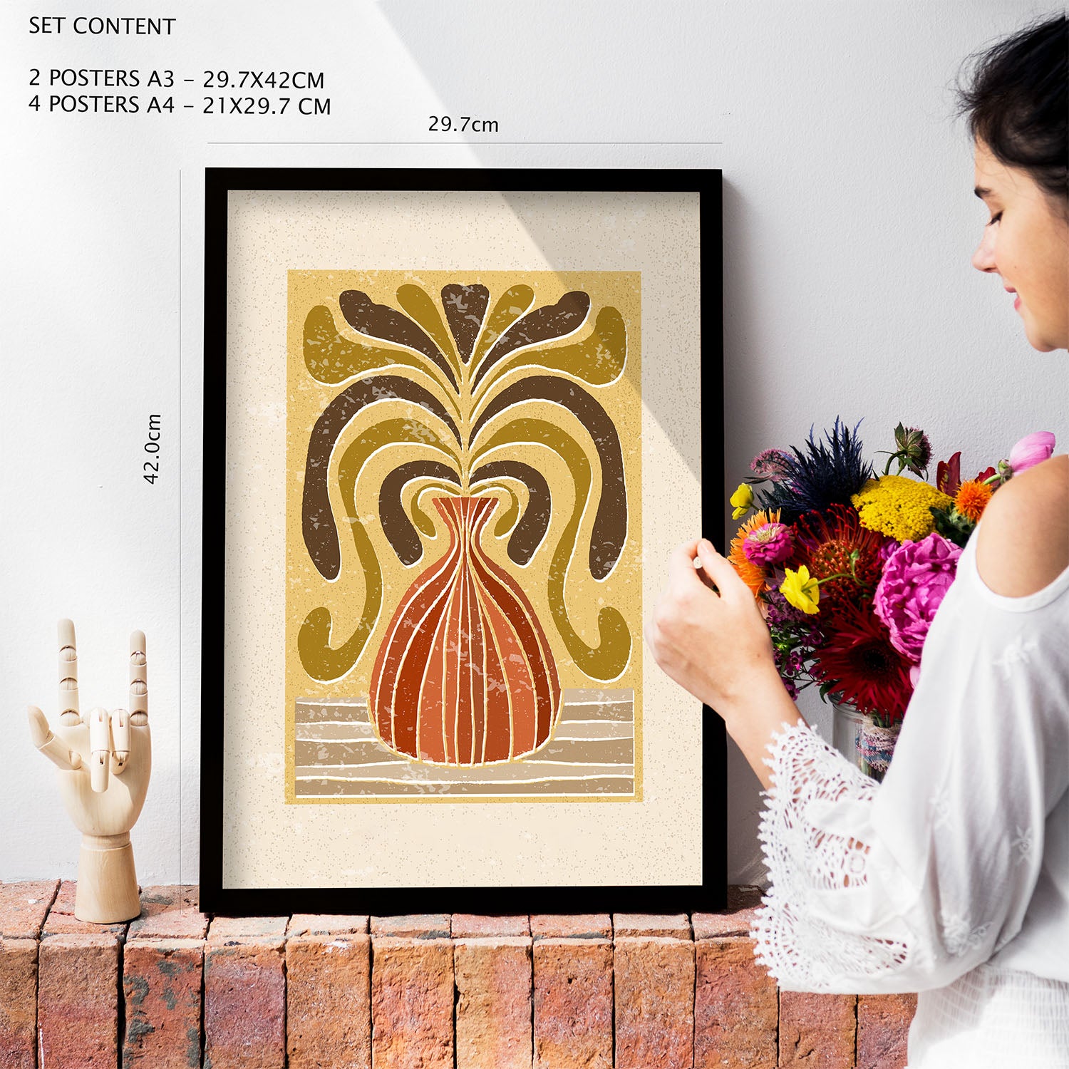 Nacnic Ensemble 6 Impressions De Tiges Dans De Style Ethnique Cadre Décoratifs Pour Votre Chambre Maison Impression A4 A3 Avec Des Cadre Noir - 4