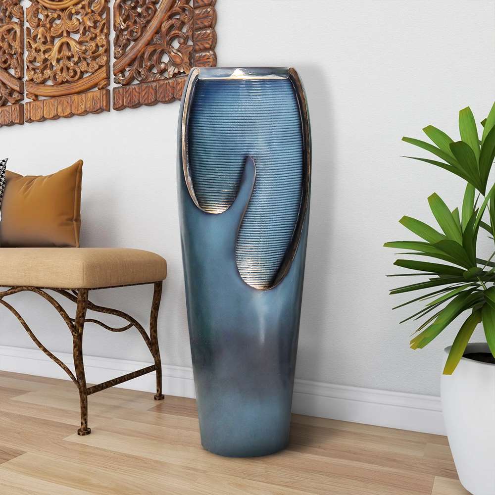 Fontaine en verre de 98 cm en résine et fibre de verre pour l'intérieur et l'extérieur – Résistante à la rouille et aux intempéries - 2