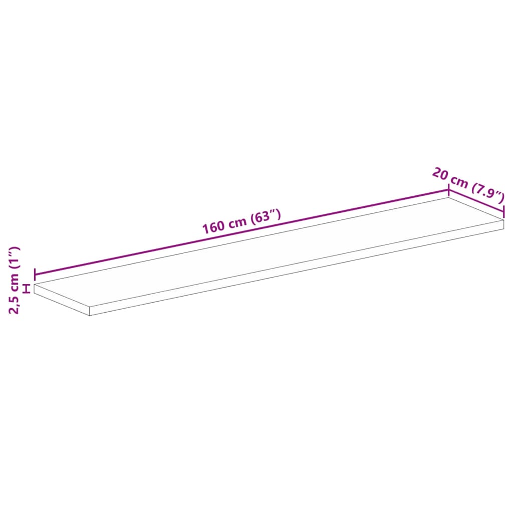 Dessus de table rectangulaire en bois massif de manguier brut - 6