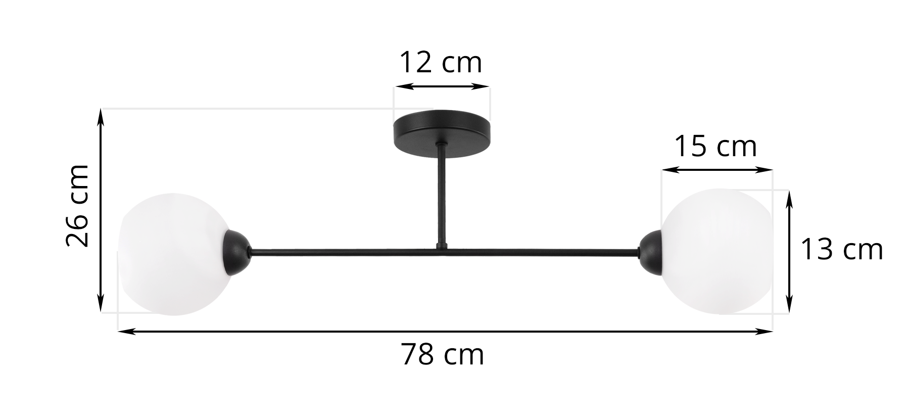 Lampa sufitowa wisząca Austria czarna glamour 2xE27 klosz kula biała Light Home LH - 5