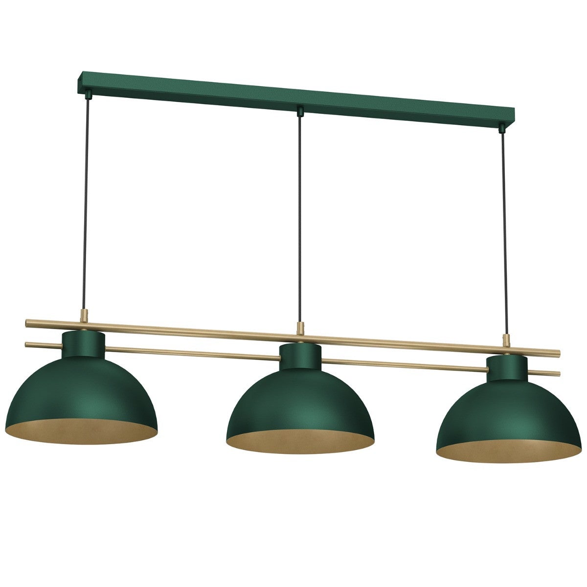 Lampa wisząca Estate ciemno zielono-złota mat 3xE27x15W potrójna nad stół wyspę wym: 120 x 115 x 29 cm metal Luminex