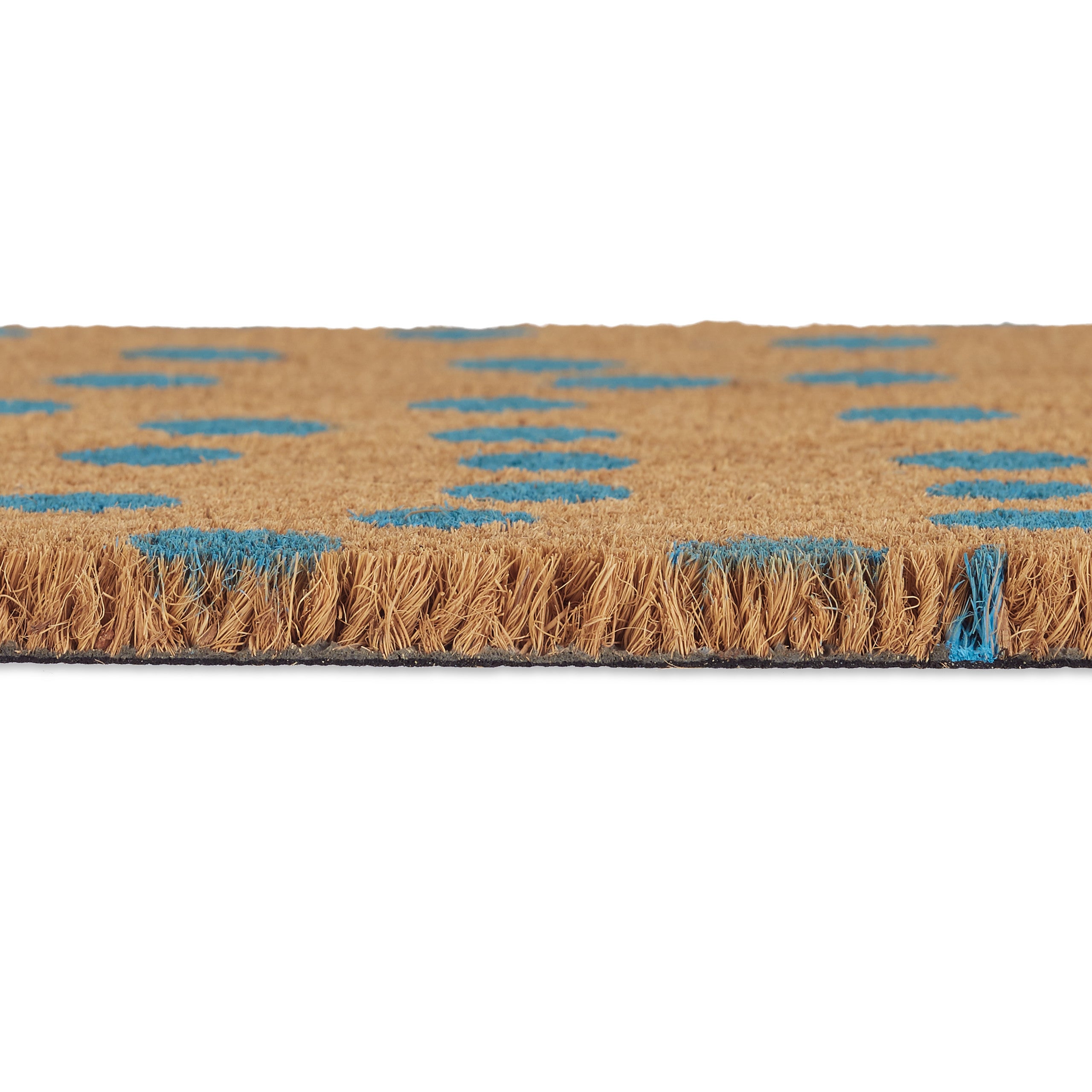 Paillasson Points en fibres de coco, HxlxP: 1,5 x 60 x 40 cm, antidérapant, caoutchouc, nature-bleu, Relaxdays - 6