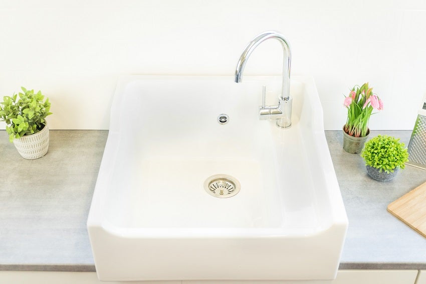 Evier Céramique Timbre D'office 1 Bac Vintage Blanc 60cm - 7