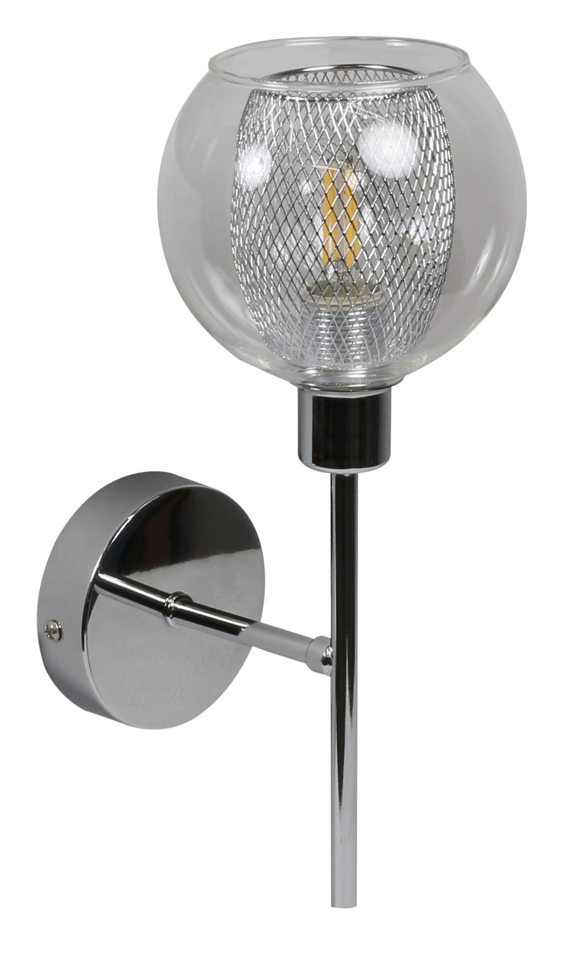Kinkiet ścienny Ozzo chromowany srebrny-przezroczysty 1xE14x40W wym: 28 x 17 x 12 cm szkło IP20 Candellux