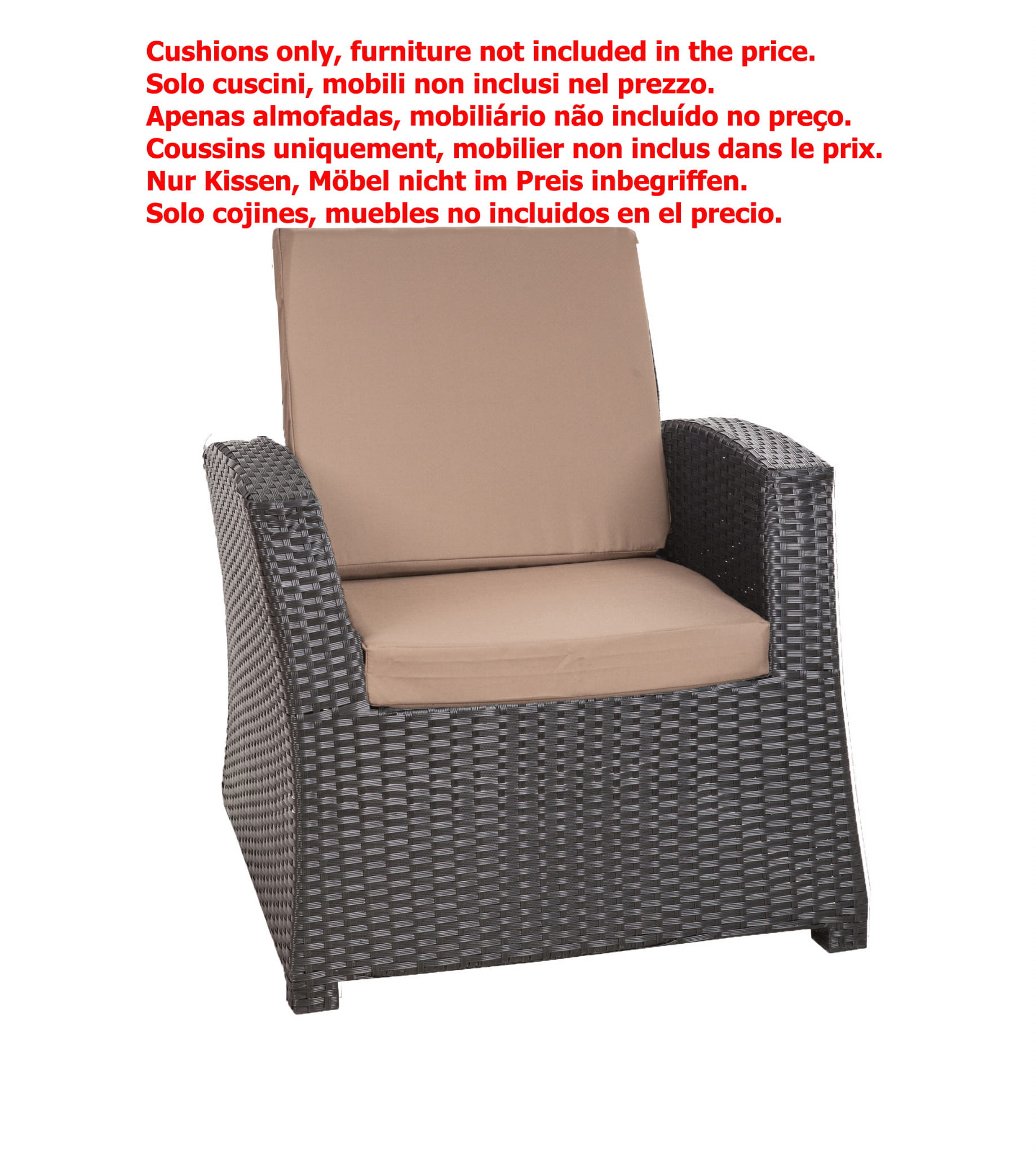 Coussins de chaise en résine tressée 56x52x7cm Lot de 2 coussins de chaise extérieur, Coussin de fauteuil de jardin Beige, Coussin avec dossier - 2