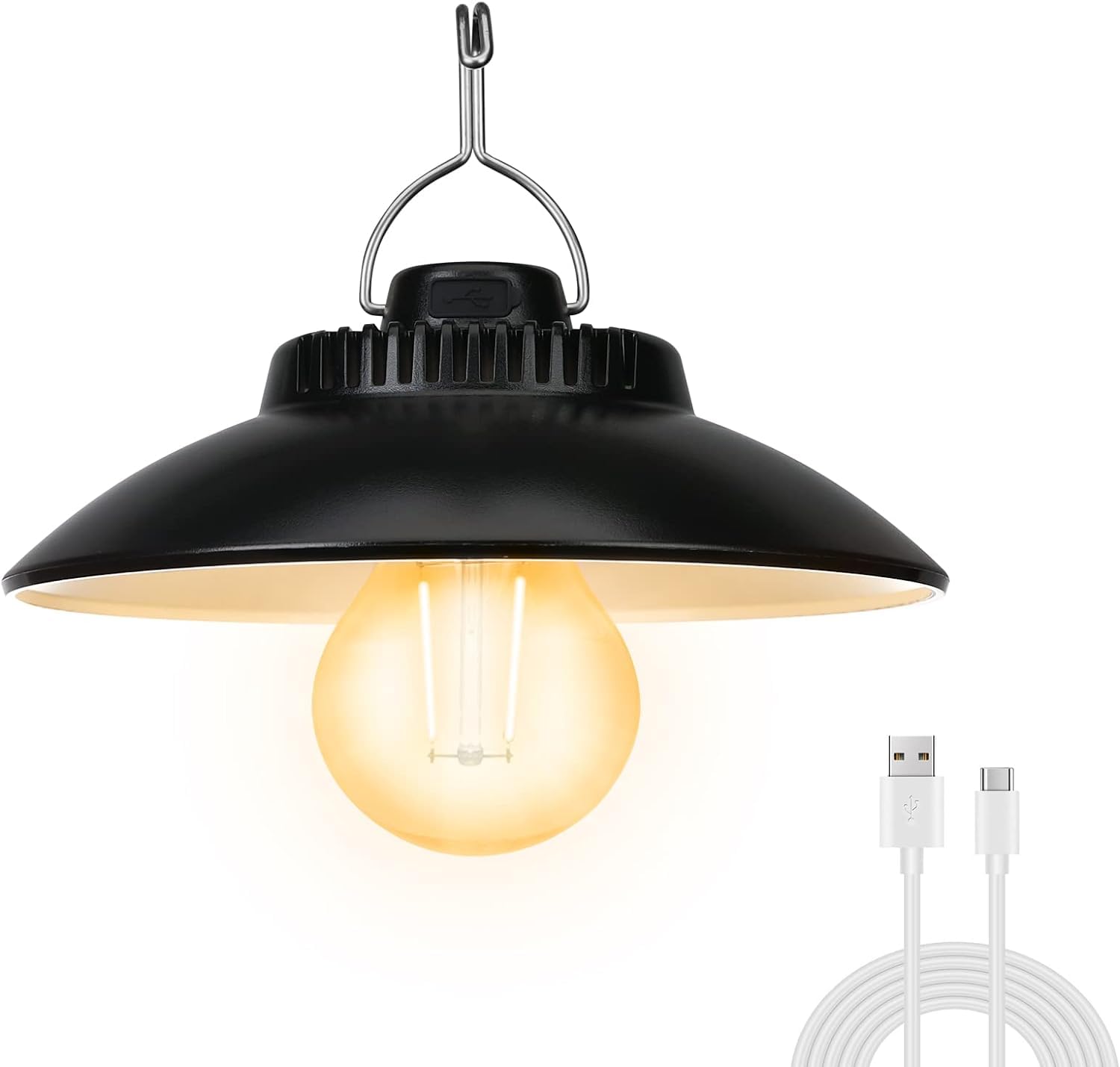 Retro lampka nastrojowa z ciepłym światłem lampa wisząca UFO lampka kempingowa w kształcie kuli kształcie kuli kapeluszem słomkowym lampa zewnętrzna