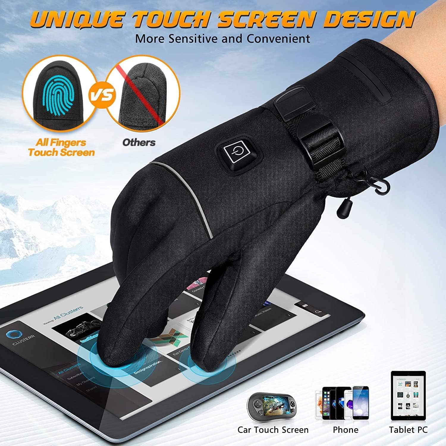 Gants Chauffants Électriques 7.4V 4000mAh Rechargeables pour Homme Femme, Taille L, Idéal Ski, Vélo, Moto, Froid Hivernal - 3