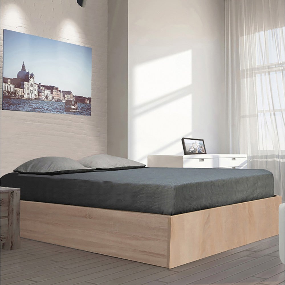 Lit coffre BILBAO 180x200 cm + sommier / Décor chêne blanchi - 8