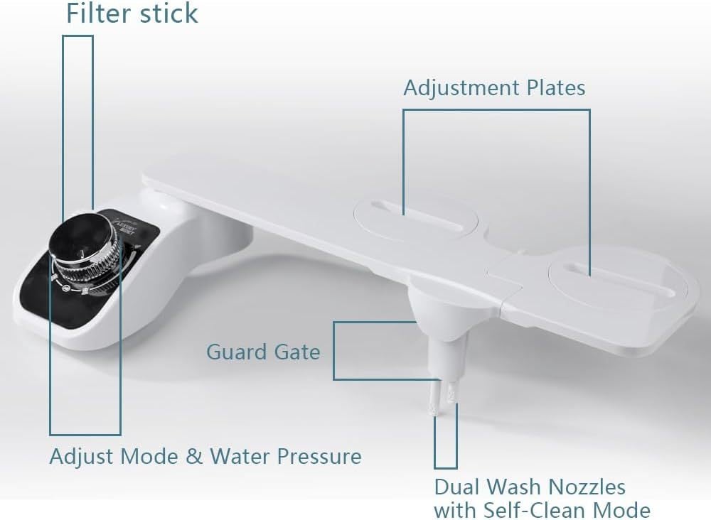 Ensemble bidet de toilette ultra-mince,Abattant de toilettes intelligent intégré avec bidet - Compatible avec les fixations européennes 3/8