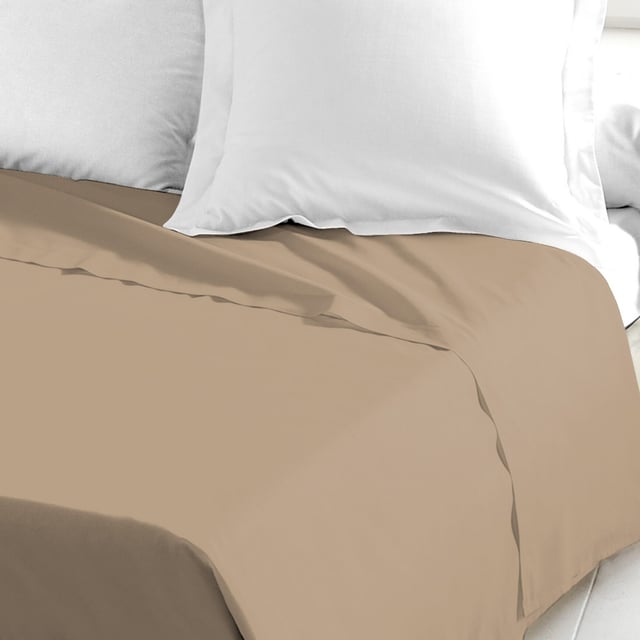 Drap plat 100% Coton 57 fils Taille 180 x 290 cm Couleur Beige