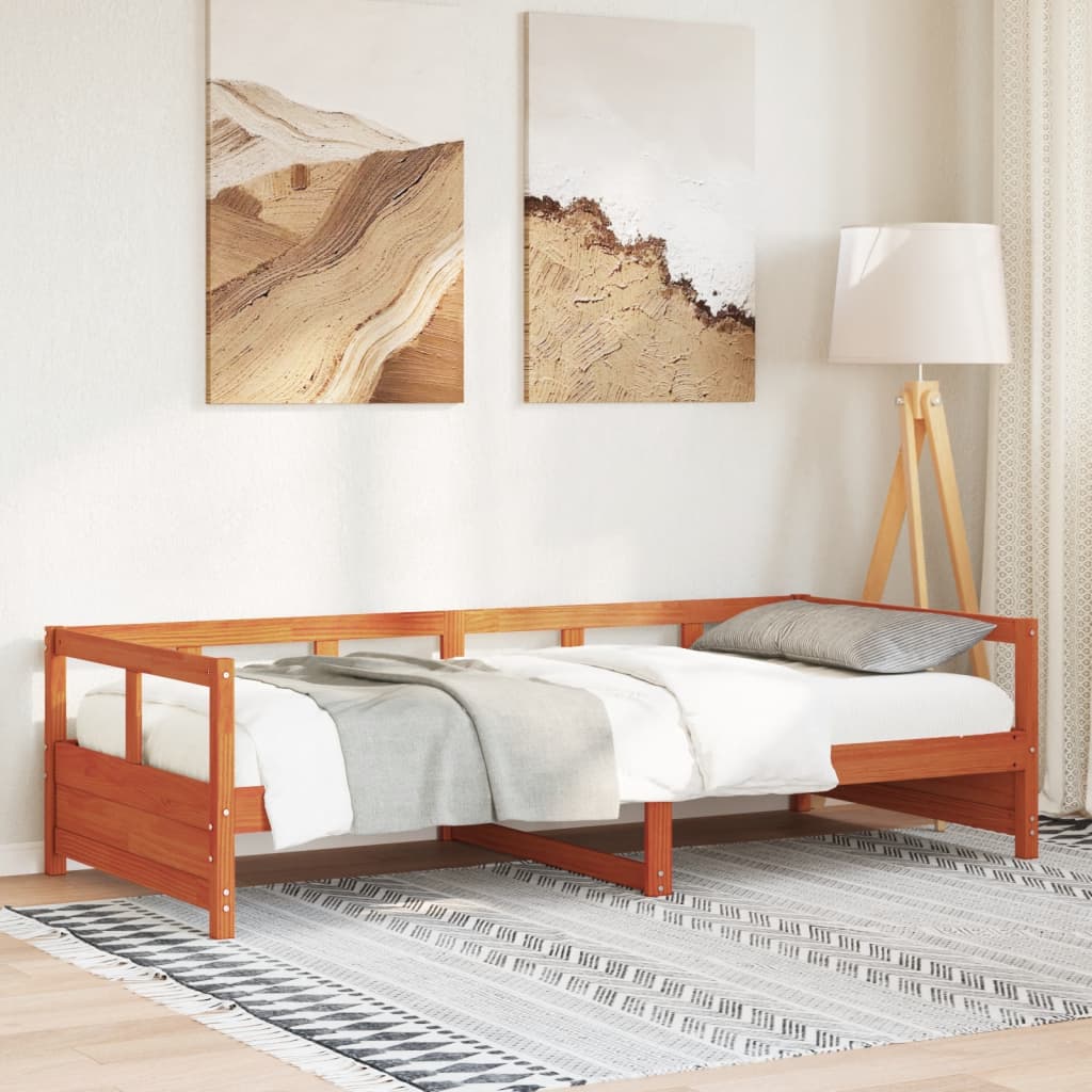 Maison exclusive - sofá cama sin colchón madera maciza pino marrón cera 80x200 cm