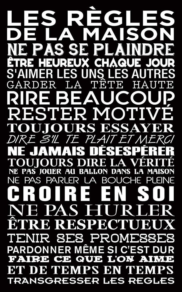 Les règles de la maison 1, Tableau Deco, Tableau cuisine, fabrication française , 50x80 cm