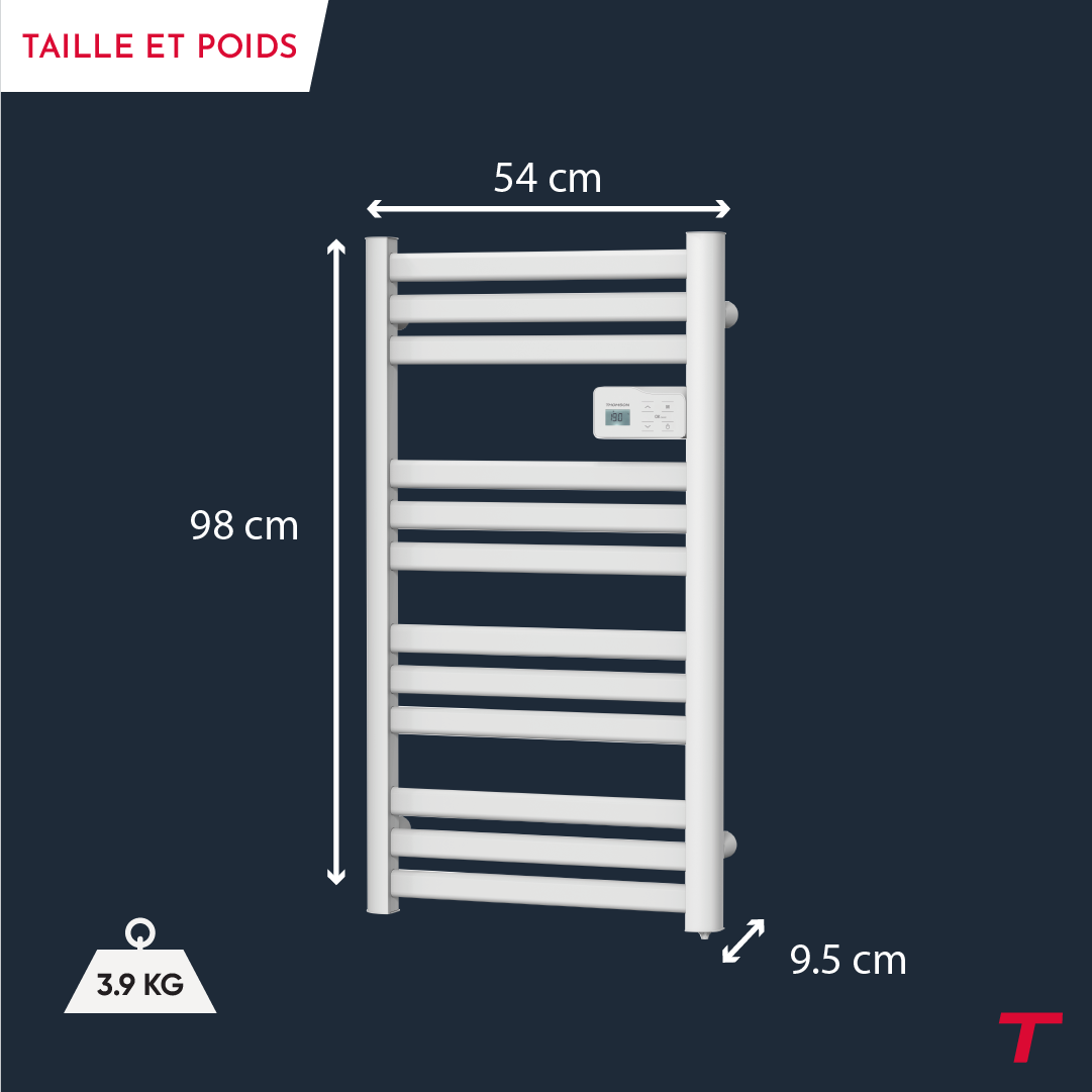 Sèche-serviette électrique sans fluide connecté WiFi 500W Thomson COSMO blanc - 4