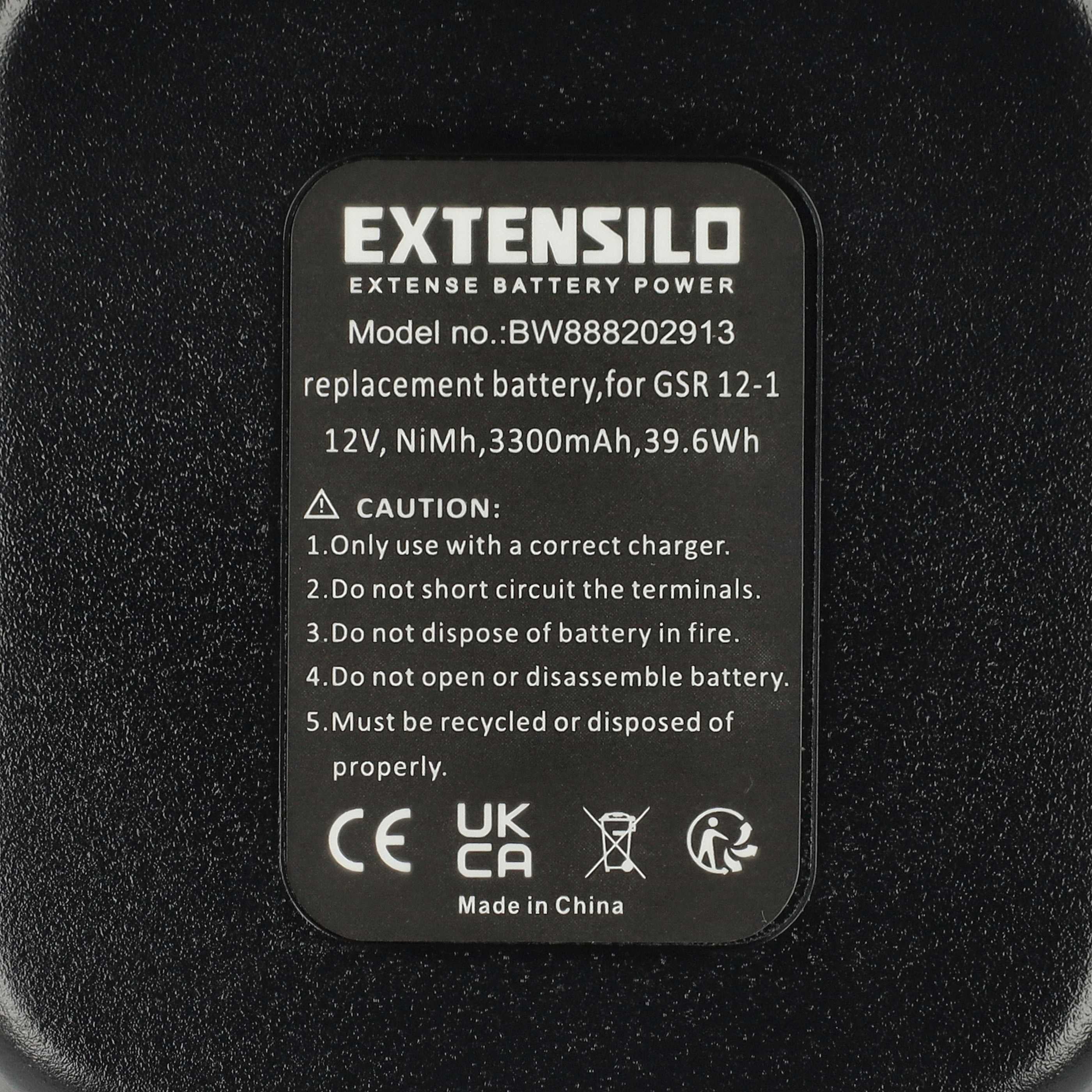EXTENSILO 3x Batterie remplacement pour Bosch BAT049, BAT045, BAT046, 2 609 200 306, BAT043, 2 607 336 002 pour outil électrique (3300 mAh, NiMH, 12 - 4