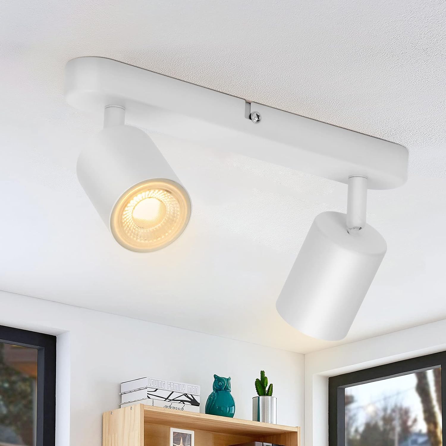 Dwukierunkowy reflektor sufitowy, regulowany, GU10 LED, nowoczesny kinkiet w stylu industrialnym, żarówka nie jest dołączona, biały