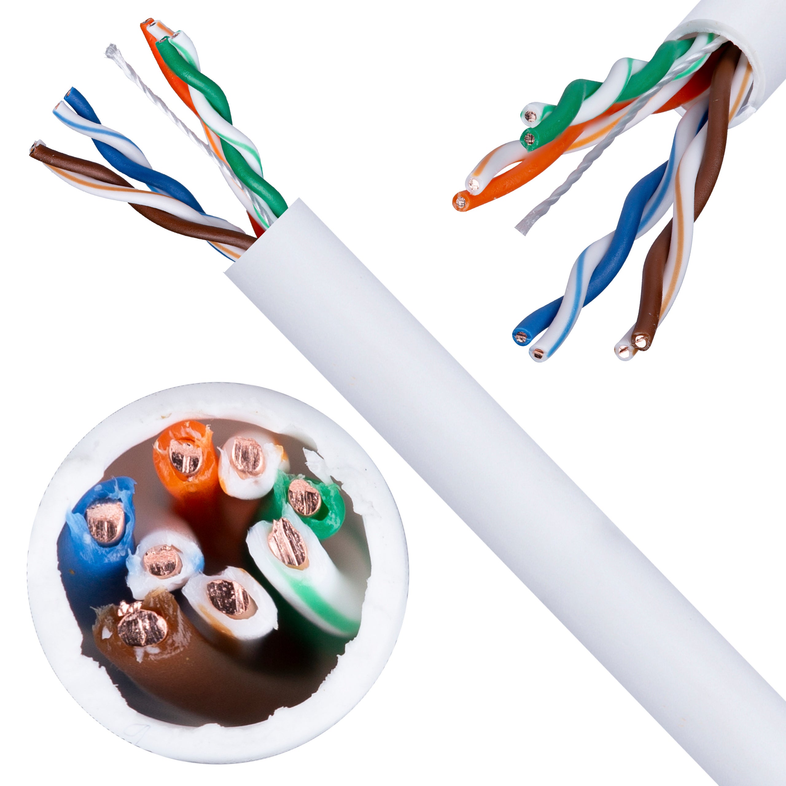 Kabel sieciowy U/UTP kat.5e skrętka 4x2x0,5mm wewnętrzny B2ca bezhalogenowy LSOH biały SecurityNET 305m