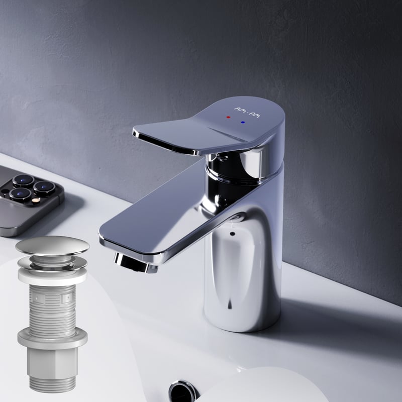 Jednouchwytowa bateria umywalkowa z odpływem klik-klak, chrom, rozmiar S, FXA82100 AM.PM