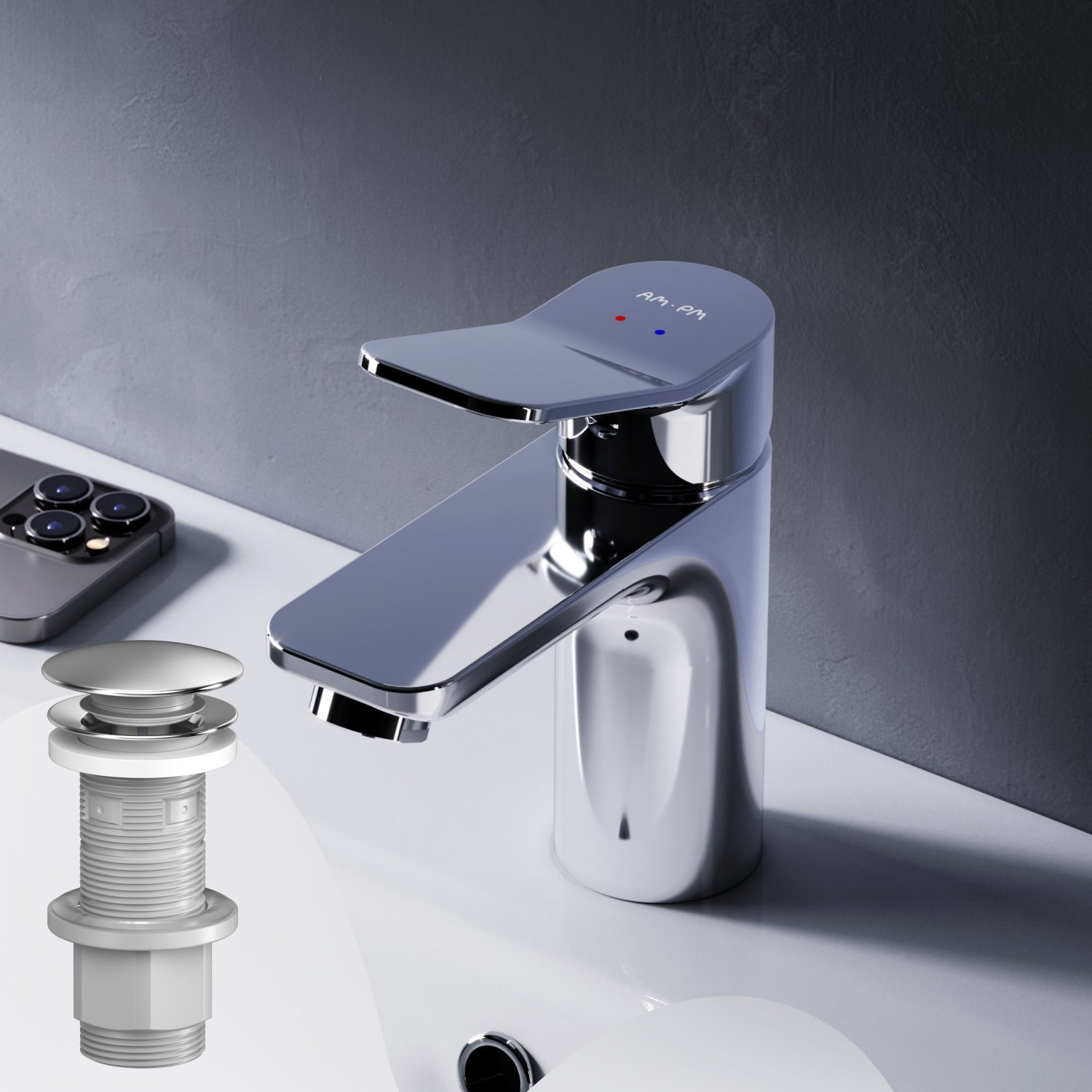 Jednouchwytowa bateria umywalkowa z odpływem klik-klak, chrom, rozmiar S, FXA82100 AM.PM