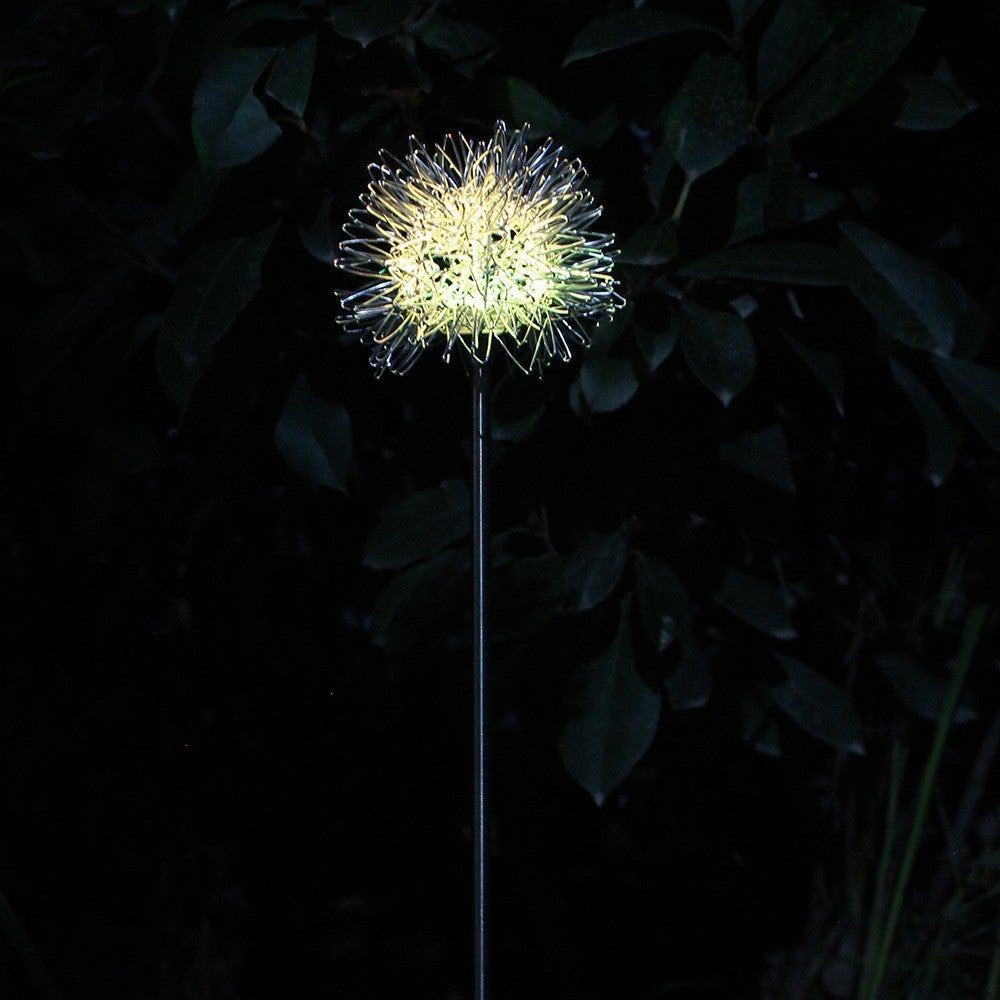 1 Lampa solarna z drutu aluminiowego Dandelion, wodoodporna lampa zewnętrzna z aluminiową kulą, lampa ogrodowa do ogrodu przydomowego