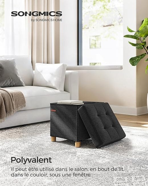B FSOBEIIALEO Ottomane de rangement avec plateau, repose-pieds et ottomanes avec pieds en bois, siège cube de rangement en lin brun 15 B FSOBEIIALEO Ottomane de rangement avec plateau, repose-pieds et ottomanes avec pieds en bois, siège cube de rangement en lin brun 15