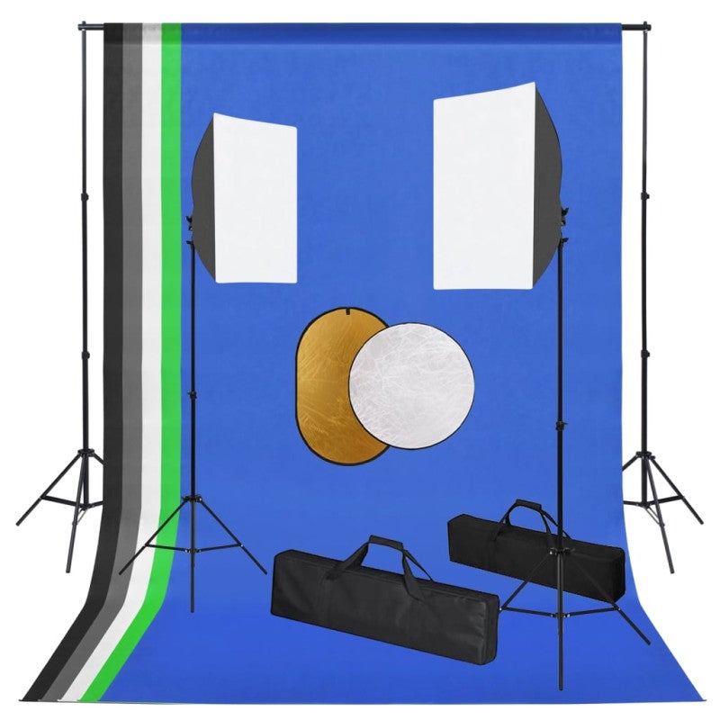 Kit de estudio fotográfico con luces, fondo y reflector vidaxl