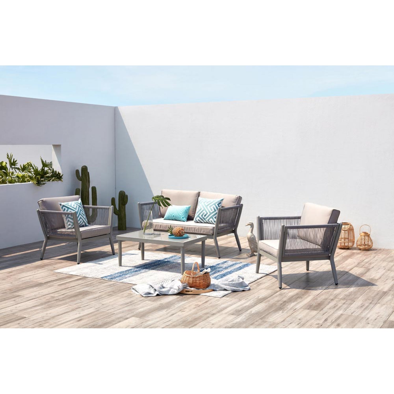Salon de jardin en Aluminium Gris 4 personnes - 8