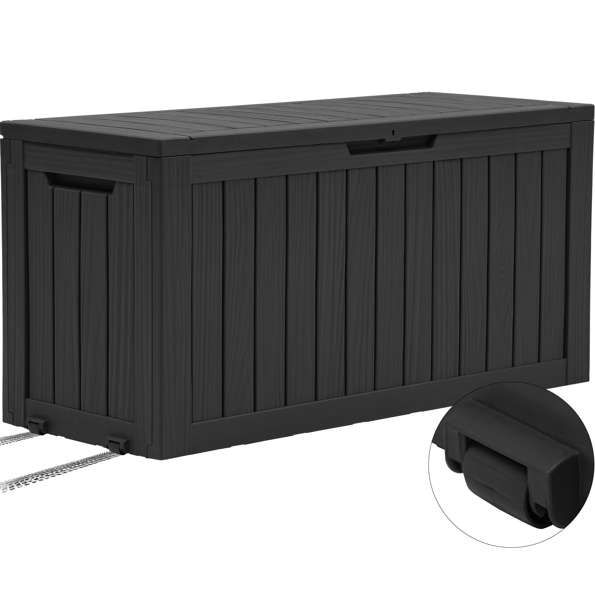 YITAHOME Caja de Almacenamiento Exterior con Ruedas-Caja de Cubierta de Plástico 270L-117 x 53.5 x 55 cm-Negro - 3