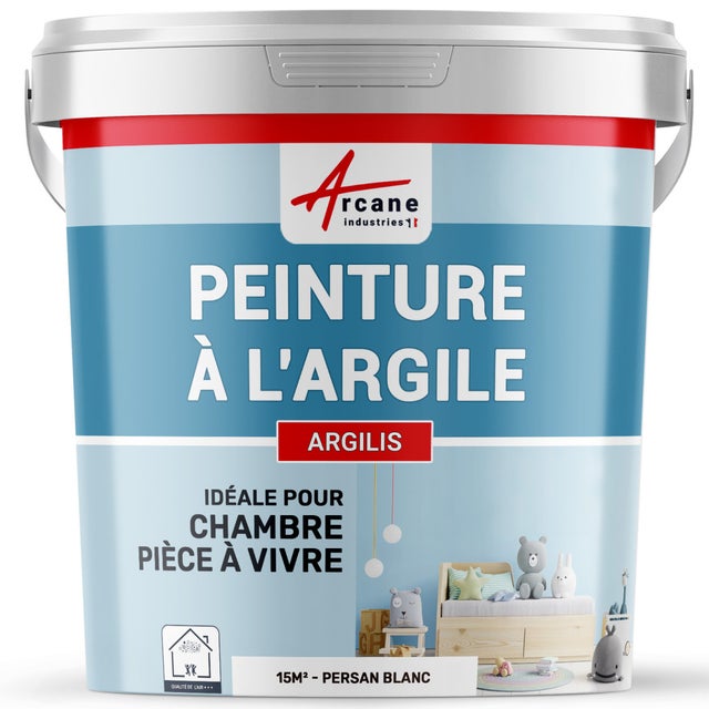 PEINTURE ARGILE naturelle et saine - ARGILIS Persan Blanc - 15 m² (2.5 kg en 1 couche) - ARCANE INDUSTRIES
