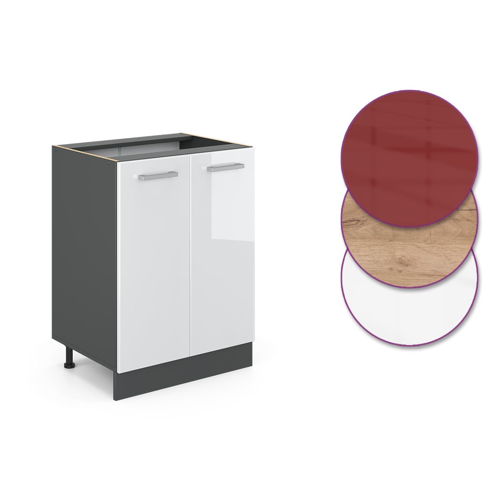 Vicco Meuble bas de cuisine R-Line, Blanc Haute brillance, 60cm sans PT - 5