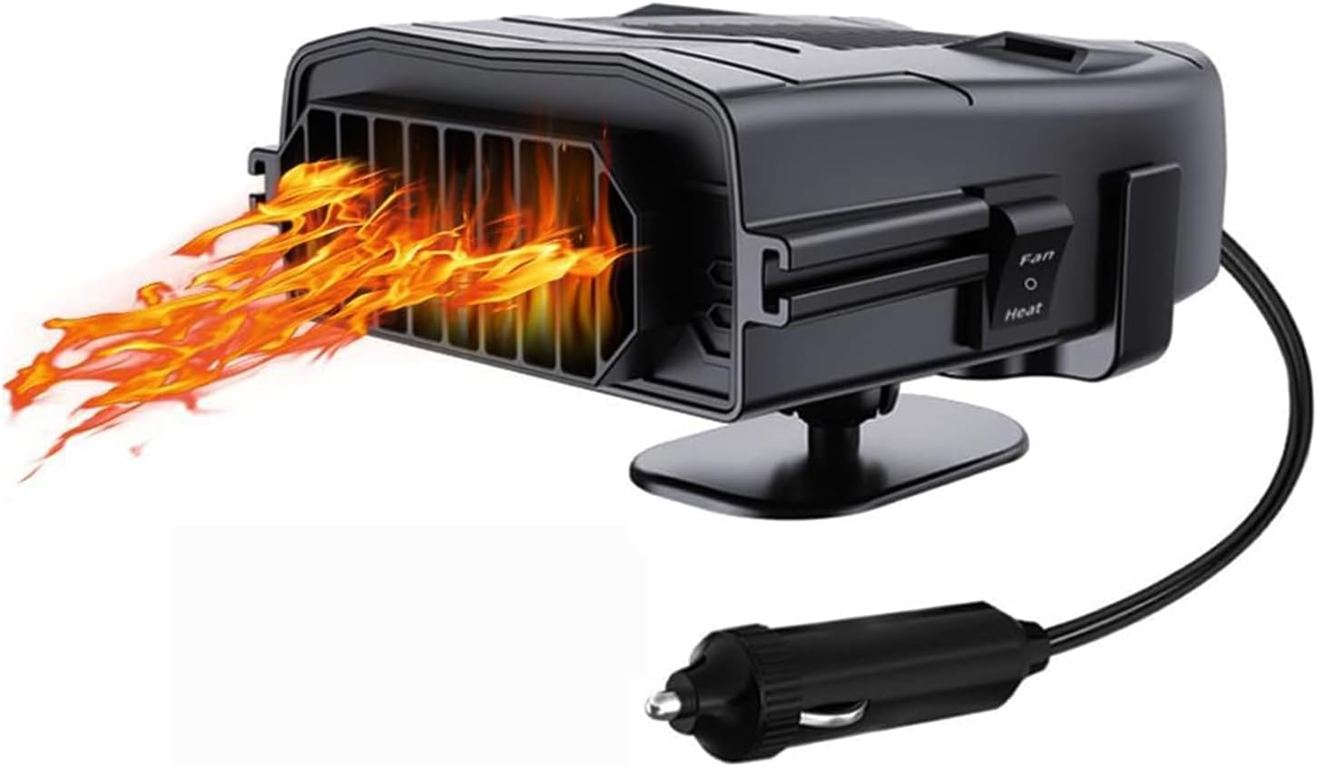 w 1, wentylator nagrzewnicy samochodowej, 12 V, 150 W, obrotowy o 360 stopni, przenośny, szybki system ogrzewania z gniazdem zapalniczki, odmrażaczem