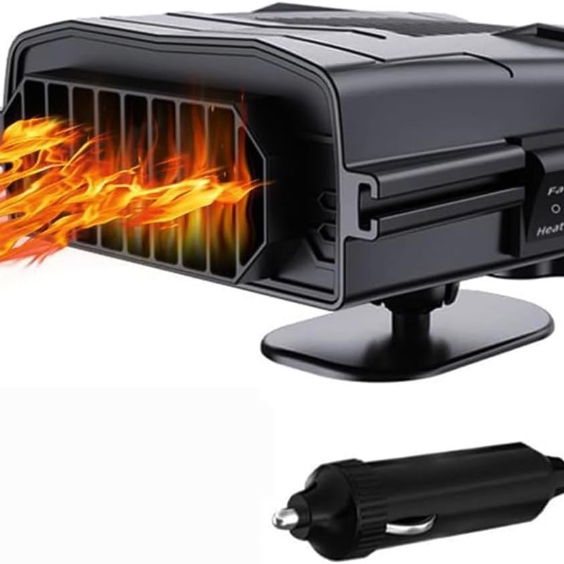 w 1, wentylator nagrzewnicy samochodowej, 12 V, 150 W, obrotowy o 360 stopni, przenośny, szybki system ogrzewania z gniazdem zapalniczki, odmrażaczem