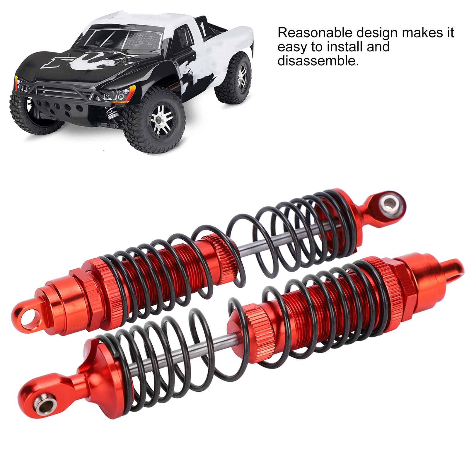 Ammortizzatore anteriore e posteriore in metallo RC da 4 pezzi per auto RC SLASH 1/10 (rosso) - 4