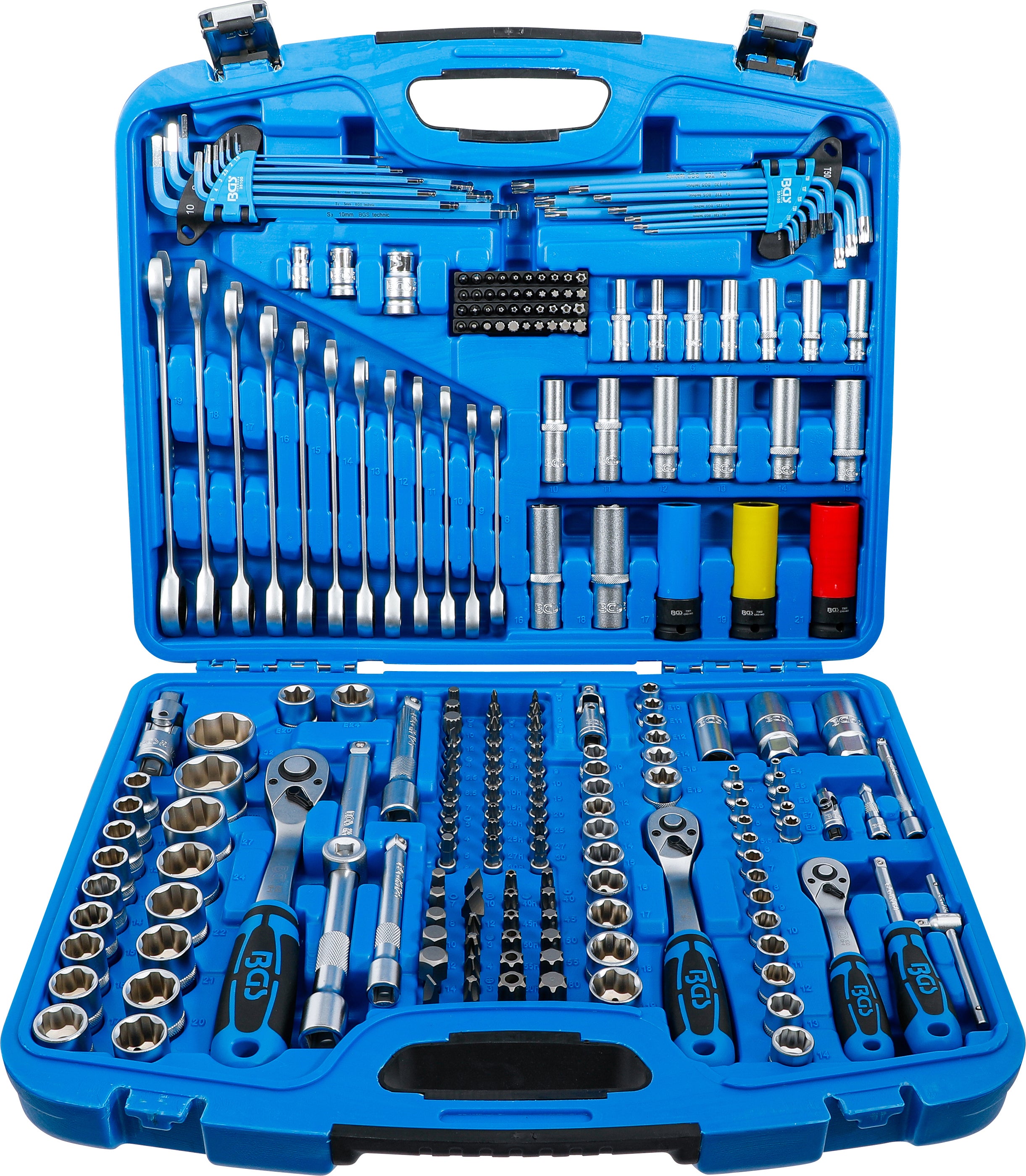 BGS Zestaw kluczy nasadowych profil falowy napęd 6,3 mm (1/4") / 10 mm (3/8") / 12,5 mm (1/2") 218 części - 8820
