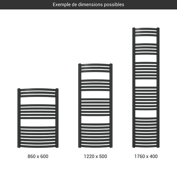 Sèche-serviette mixte noir de 1220mm de haut et 600mm de large - 676 Watt - DEX1220/600V2N - 2