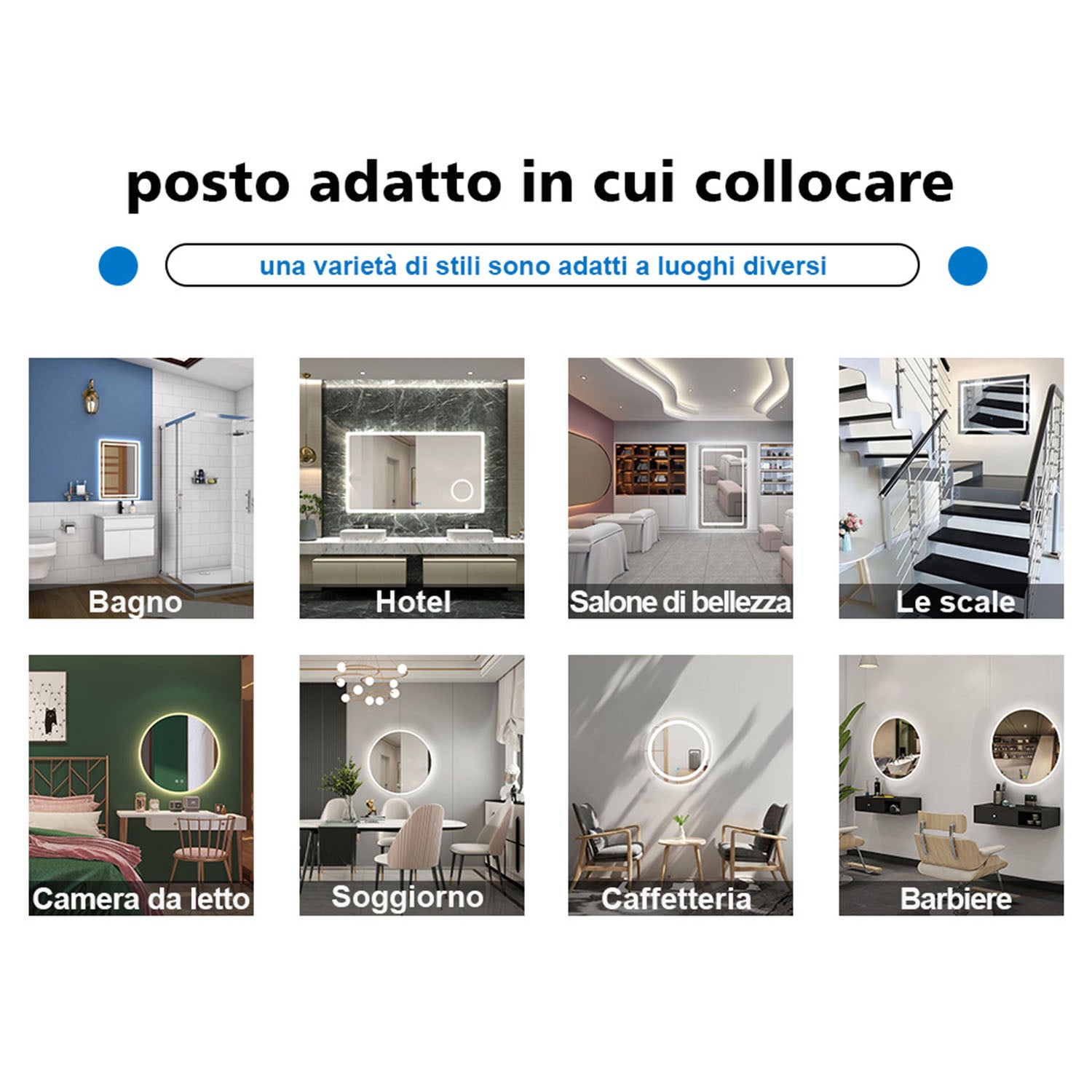 Specchio bagno rettangolare 100x60 cm con luce led, antiappannamento, touch e altoparlante bluetooth - 7
