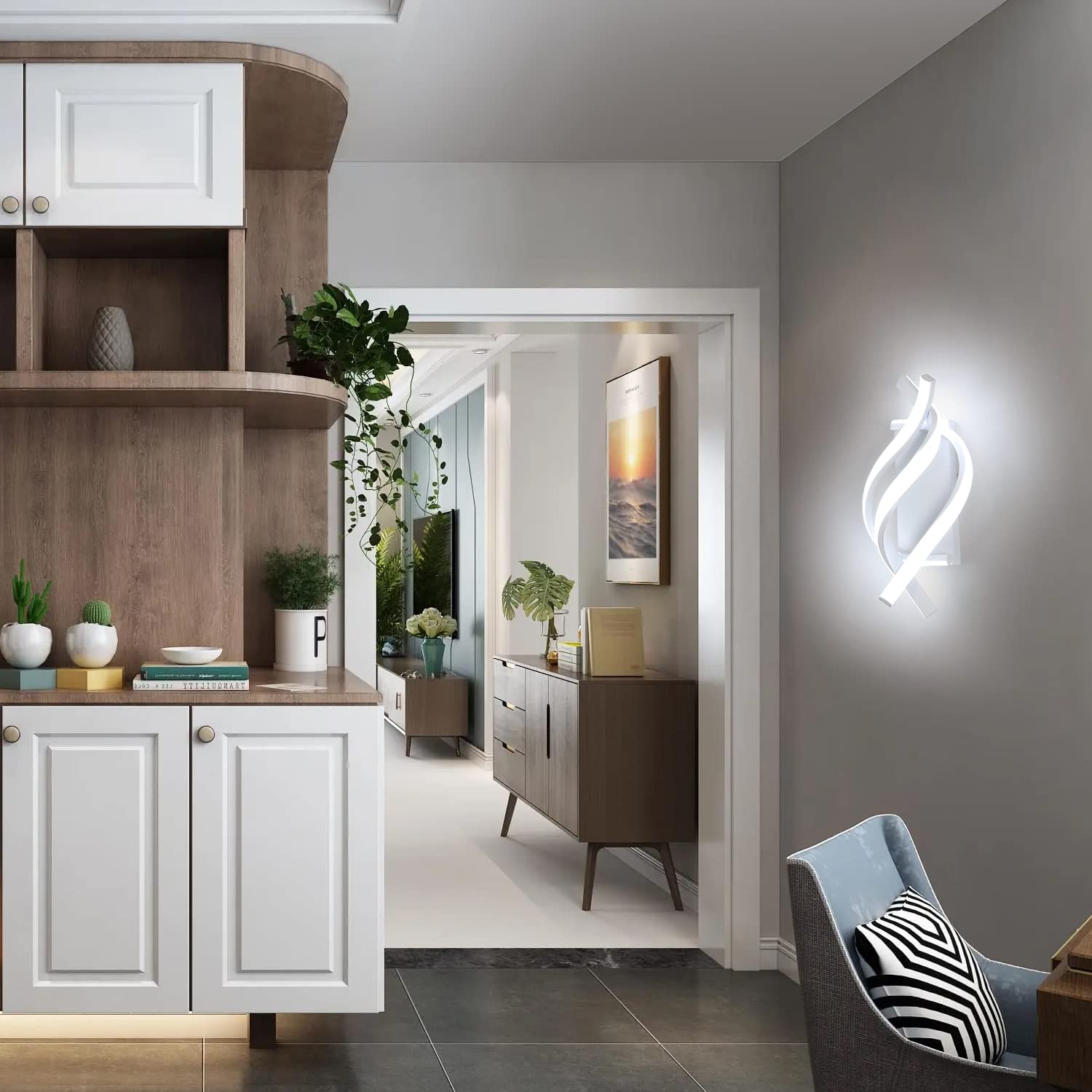 Apliques de pared, Lámpara de pared LED moderna en espiral, Luz de pared LED de aluminio, Luz decorativa interior, 3 temperaturas de color - 8