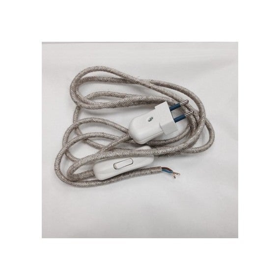Câble électrique Torsadé Recouvert De Tissu Lin - Couleur Naturel Anthracite - 2x0.75 Mm², 5 M