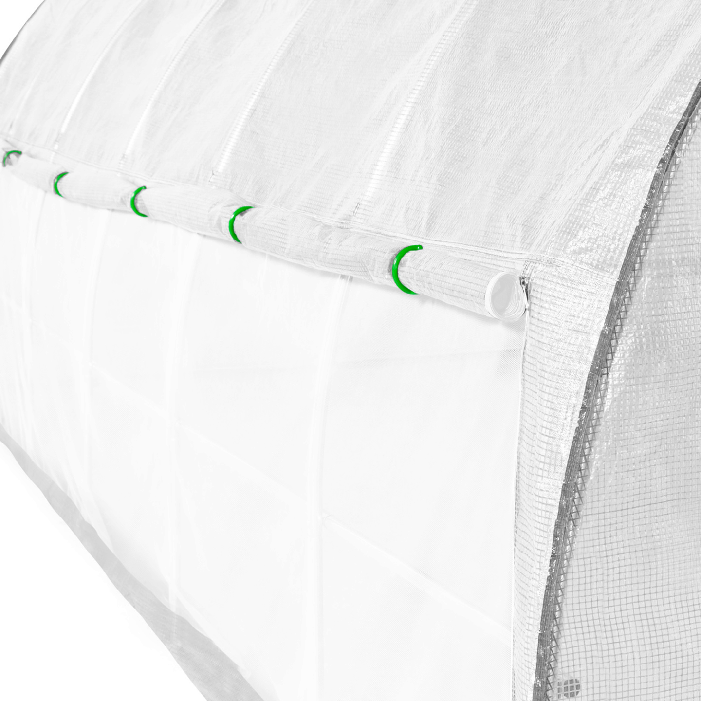 Serre de jardin tunnel 18m² 6 x 3 x 2 m acier galvanisé + bâche anti-UV avec porte et fenêtres CRIMÉE blanche avec moustiquaire - 4