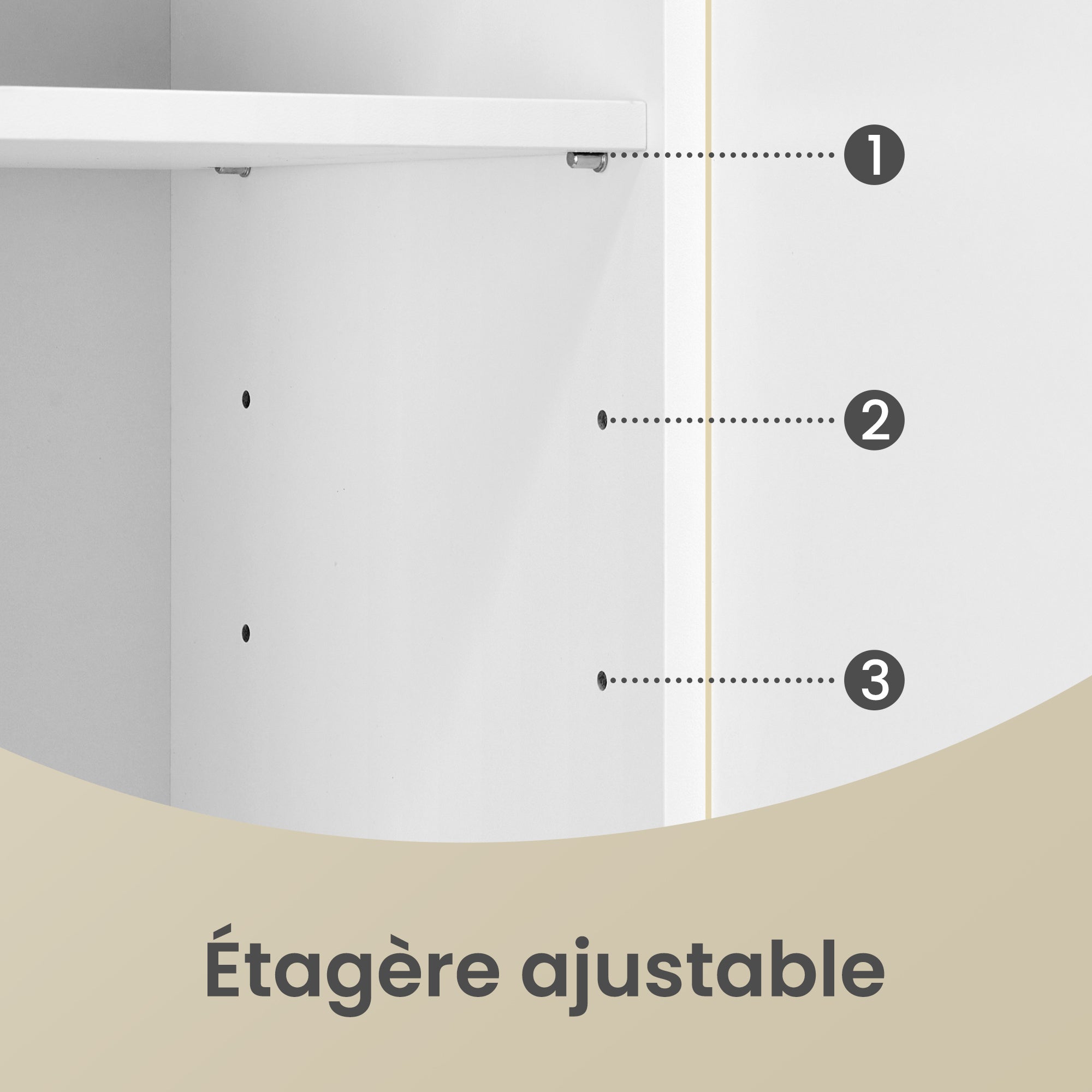 Armoire de Salle de Bain, Meuble Sous Lavabo avec Pieds, 2 Compartiments et 3 Tiroirs, Blanc - 4