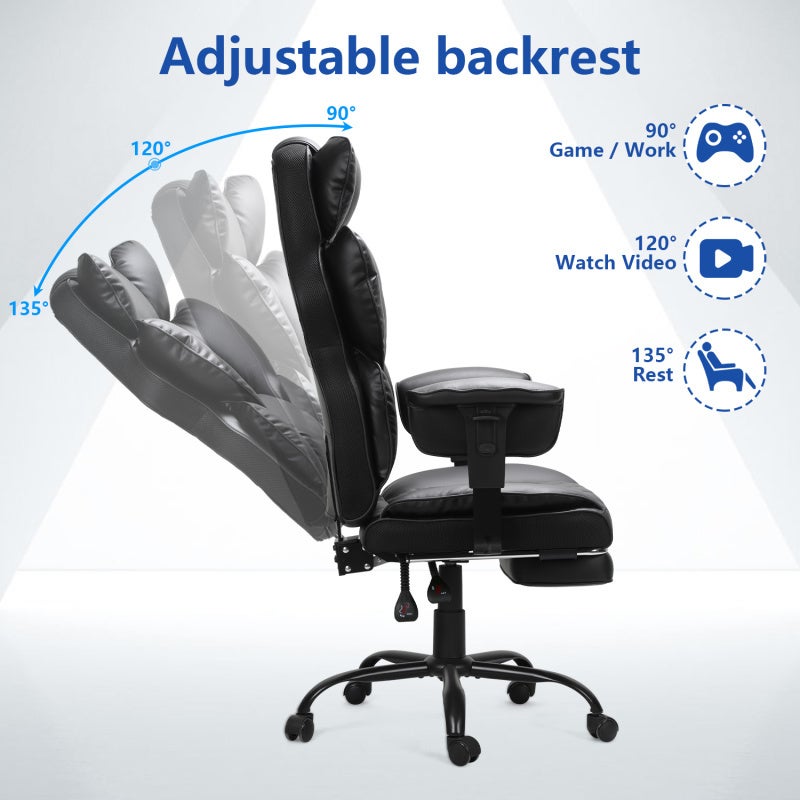 ​​Fauteuil Gamer Ergonomique Haut de Gamme fauteuil de direction chaise de bureau- Inclinable 90°-135° - Soutien Lombaire et Appui 150kg - 4