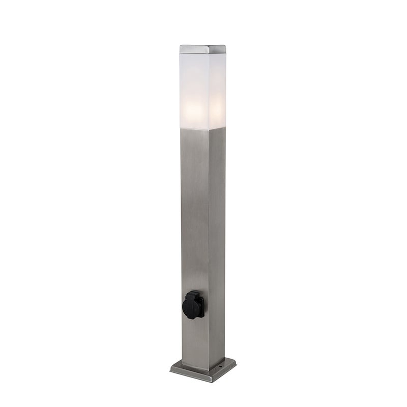 Lampa zewnętrzna stalowa 80 cm z gniazdkiem IP44 - Malios