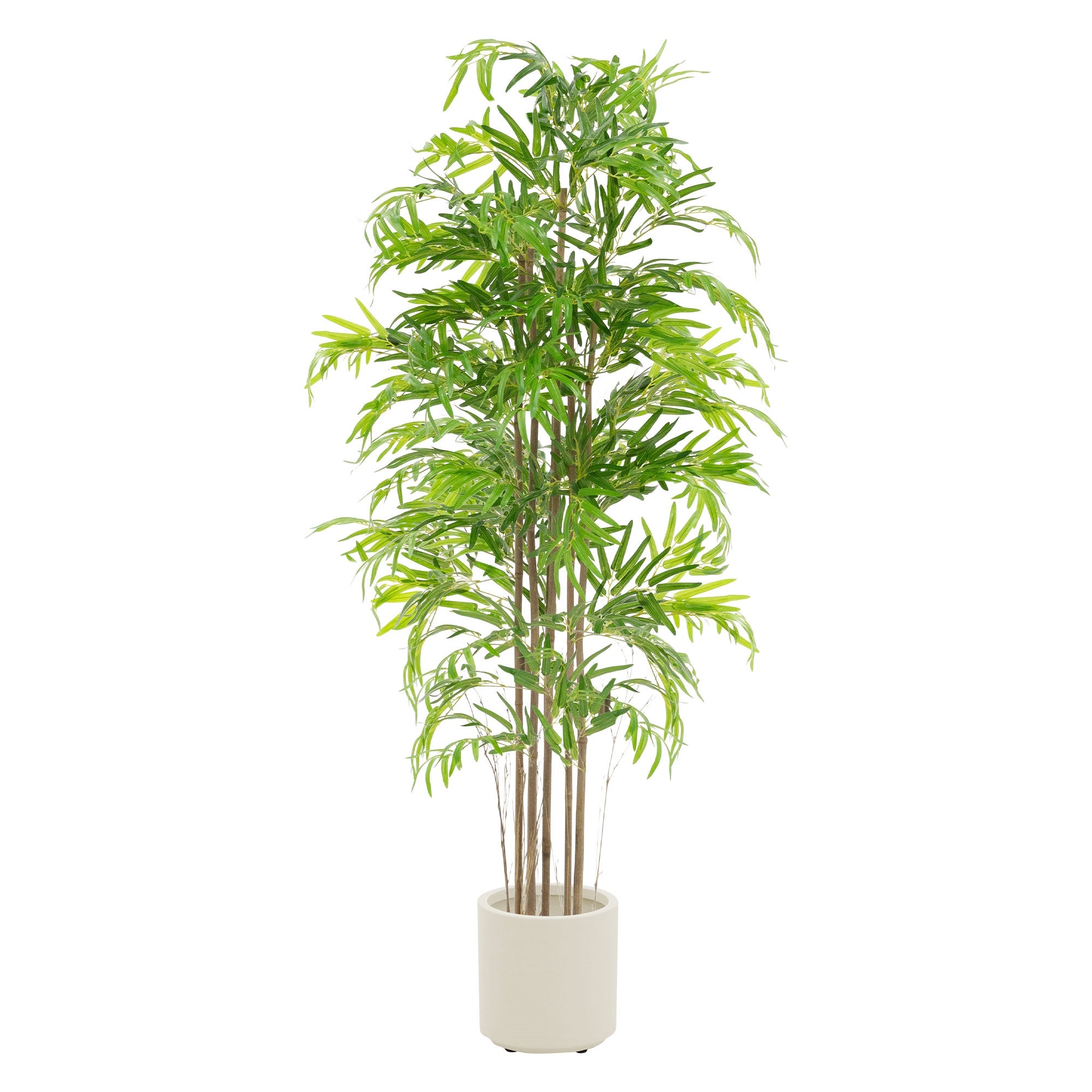 ML-Design Sztuczna bambusowa roślina o wysokości 180 cm, dekoracyjna, duża zielona roślina z prawdziwym drewnianym pniem, sztuczna roślina w doniczce