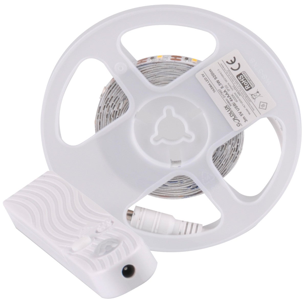 Taśma LED zasilana bateryjnie 3m z czujnikiem PIR 4000K IP20 + port USB Polux