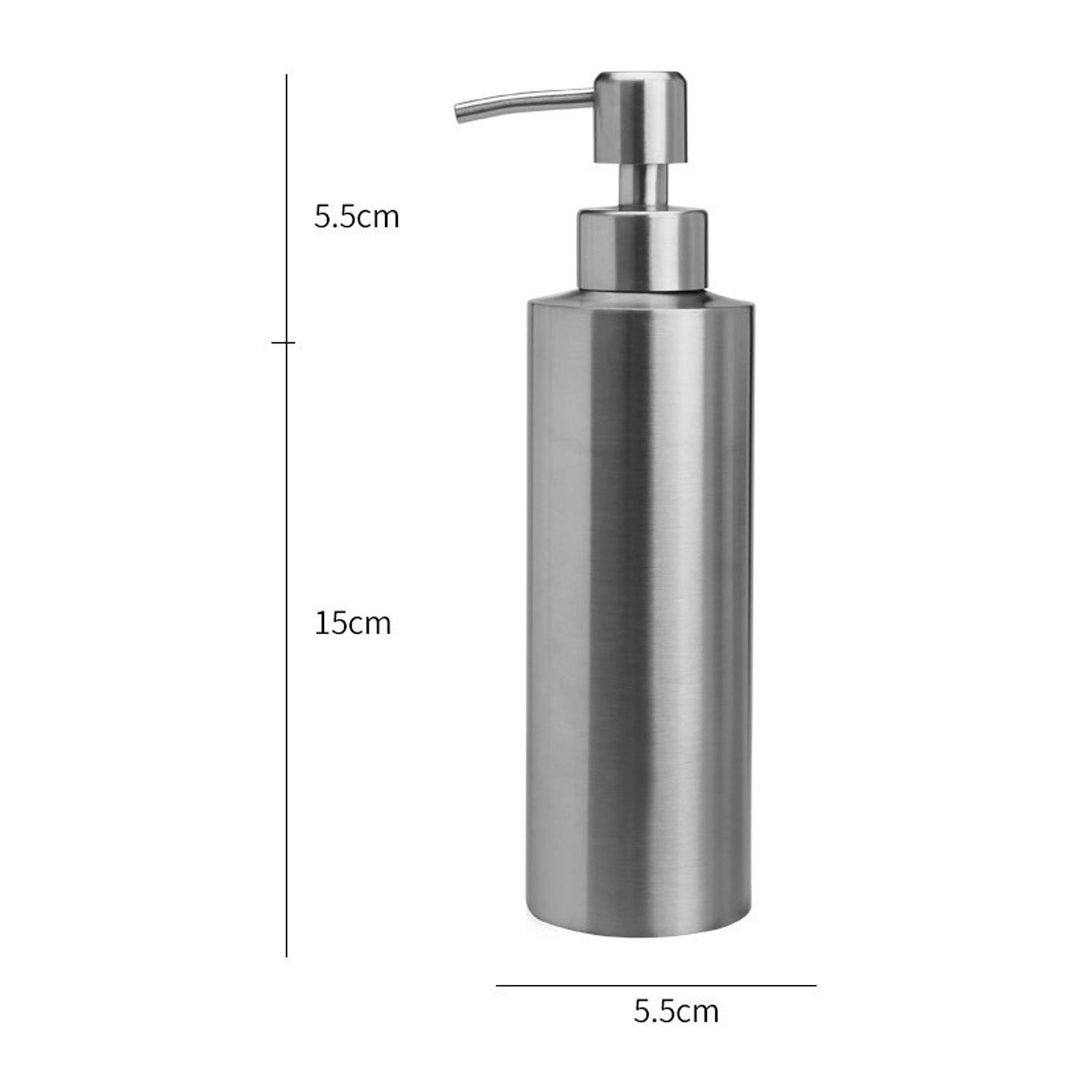 Distributeur de Savon, Lot de 2, Volume de Chaque 350 ML, pour la Salle de Bain et la Cuisine, argenté, 20.5*5.5cm, Matériau Acier inoxydable - 3