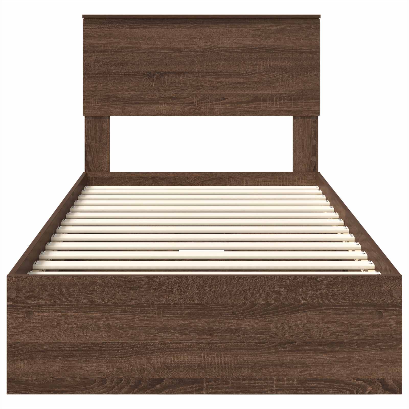 Lit coffre chêne brun 75 x 190 cm panneau de bois - 8