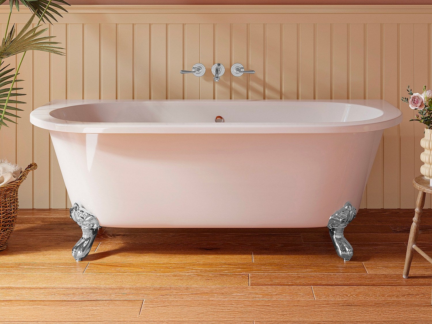 Wanna wolnostojąca przyścienna retro na nóżkach - 190 L - 170 x 74 x 62 cm - Biała - Akryl - SPARUS