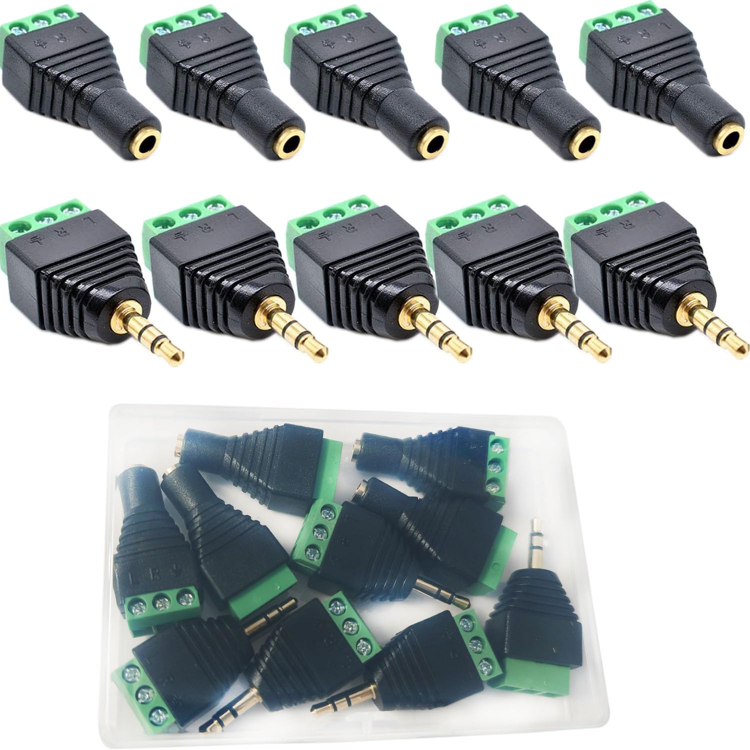 10 Złączy Jack 3,5 mm TRS do Terminala Śrubowego – Bezlutowe Adaptery Audio Stereo, Idealne do Projektów AV DIY